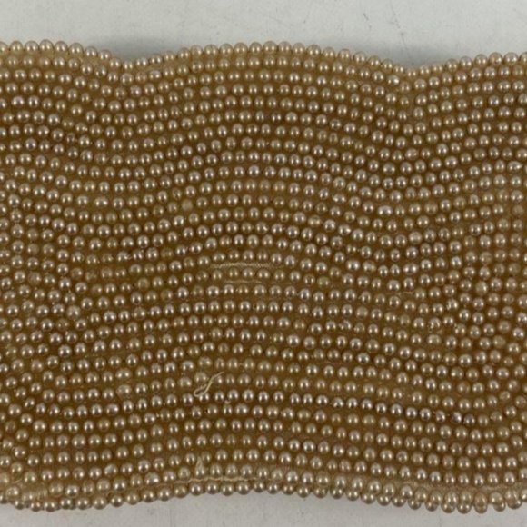Vintage Handmade Women's Gold Plastic Pearls Beaded Zipper Closure Clutch Purse - Picture 5 of 5